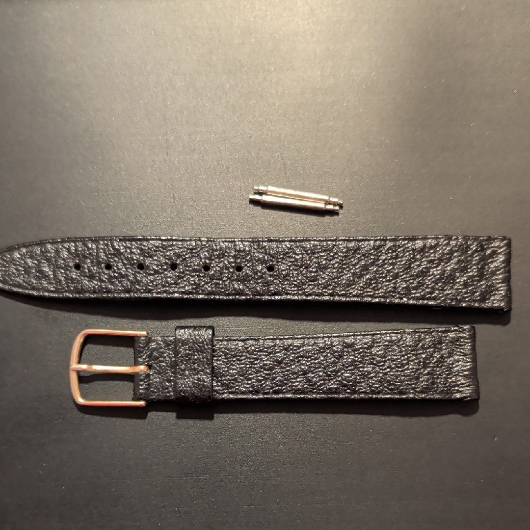 Black Leather Watch Strap With Gold Buckle
